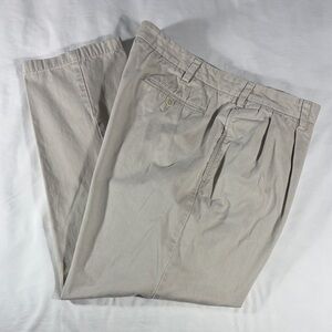 Nautica mens stone khaki pleated rugged flat front chino pants - size 40x30